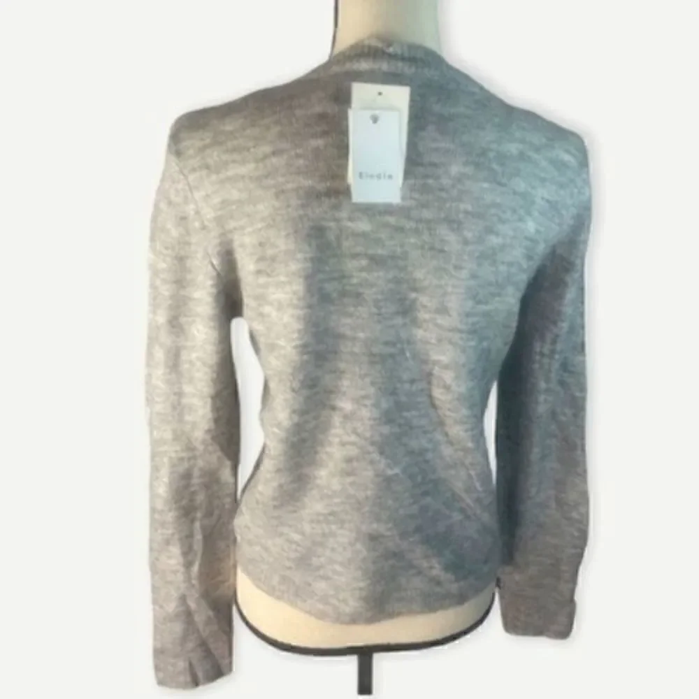 Elodie Gray Crew Neck Lightweight Sweater Large NWT